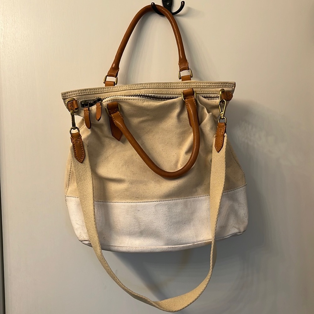 Madewell canvas bag with leather detail